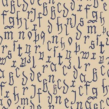 Gothic alphabet pattern seamless, calligraphy, lettering. European Medieval Stock Illustration