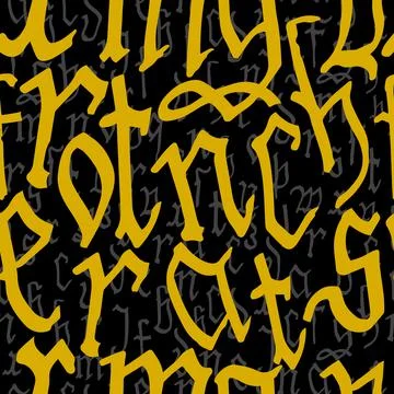 Gothic alphabet pattern seamless, calligraphy, lettering. European Medieval l Stock Illustration
