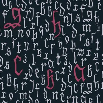 Gothic alphabet pattern seamless, calligraphy, lettering. European Medieval l Stock Illustration
