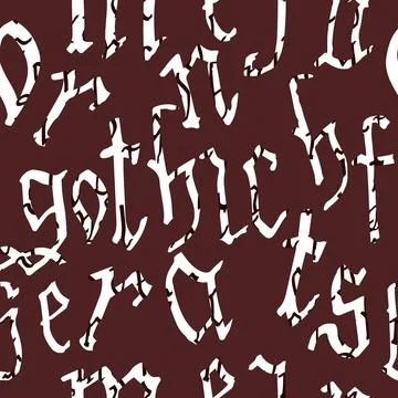 Gothic alphabet pattern seamless, calligraphy, lettering. European Medieval Stock Illustration