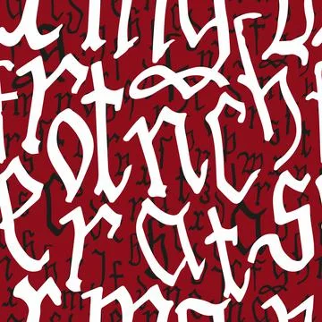Gothic alphabet pattern seamless, calligraphy, lettering. European Medieval Stock Illustration