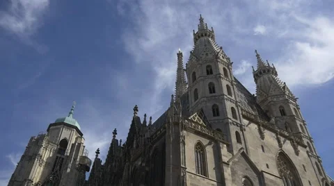 Gothic and Romanesque architecture of St. Stephen's Cathedral Stock Footage 66833929