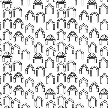 Gothic arch line vector doodle simple seamless pattern Stock Illustration
