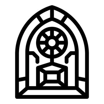 Gothic arch with rose window and altar suggesting sacred space Ilustración de archivo