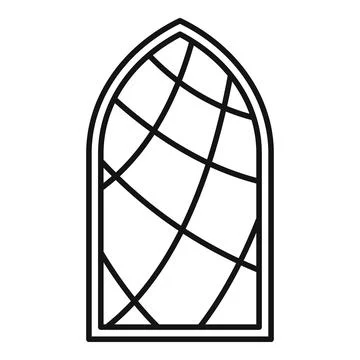 Gothic arch window outline vector drawing Stock Illustration