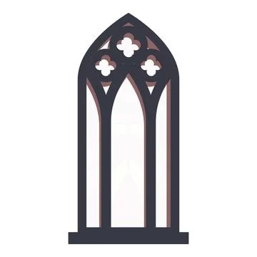 Gothic arch window with stone frame letting light through Stockillustratie