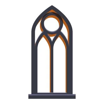 Gothic arch window with stone frame showing architectural element Stock Illustration