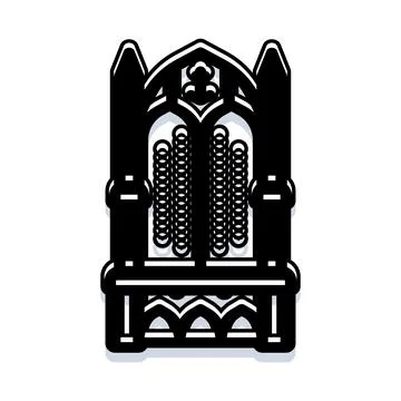 Gothic architectural element with pointed arch black icon Stock Illustration
