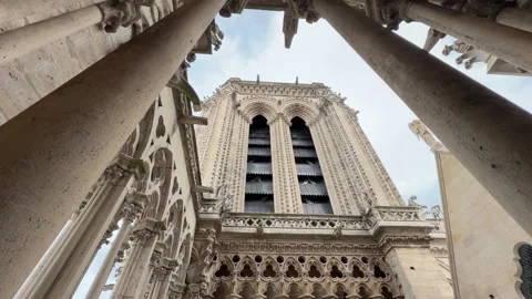 Gothic architecture of Notre Dame de Paris Cathedral in France Stock Footage 337483508