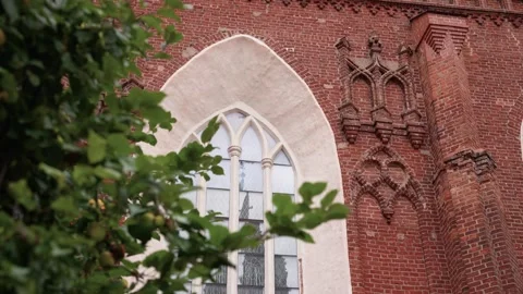Gothic Architecture of St. Francis and St. Bernardino Church, Vilnius – Stock Footage 345242393