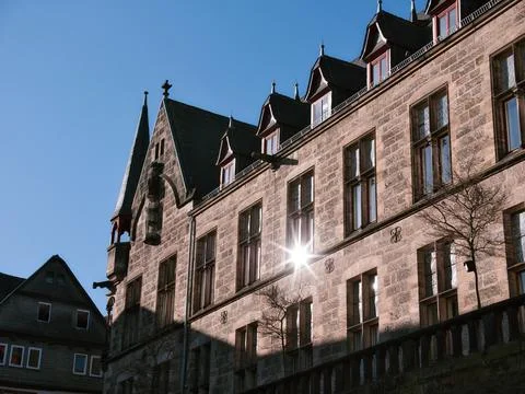 Gothic Architecture with Sunlight Reflection 스톡 사진