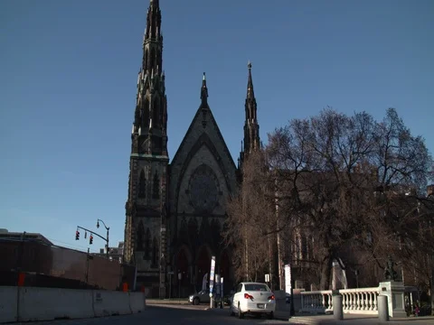 Gothic Architecture White Car Stock Footage 74847620