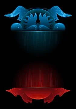 Gothic background Heaven and Hell on illustration of gate in gothic style ... 스톡 사진