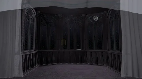Gothic balcony in old castle 3d render animated background Stock Footage 71945734