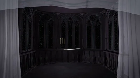 Gothic balcony in old castle 3d render animated background Stock Footage 73396732
