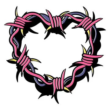 Gothic barbwire howing heart shape. T-shirt print for Valentine's Day  Stock Illustration