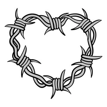 Gothic barbwire howing heart shape. T-shirt print for Valentine's Day  Stock Illustration