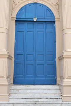 Gothic blue door. Stock Photos