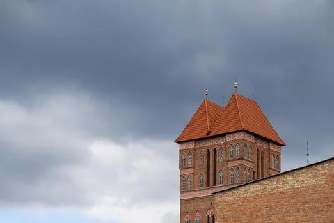 Gothic brick architecture of St James Church in Torun Фото