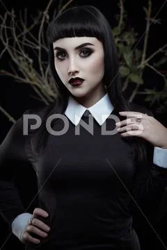 Gothic brunette girl Stock Photos