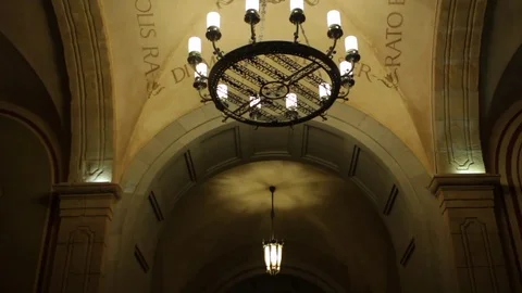 A gothic candelabrum sways in the wind in monastery 動画素材 77546330