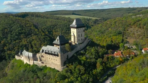 Gothic Castle Karlstejn. Stock Footage 162860114