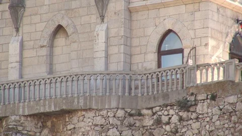 Gothic Castle Swallow's Nest over steep cliff of Aurora Rock. Stock Footage 106232266