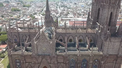 Gothic cathedral aerial Stock Footage 102780206