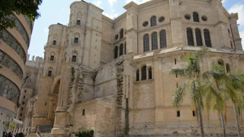 Gothic Cathedral Beside Modern Building Stock Footage 317482996