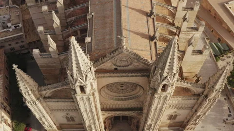 Gothic cathedral dron 4K video. Stock Footage 146956816