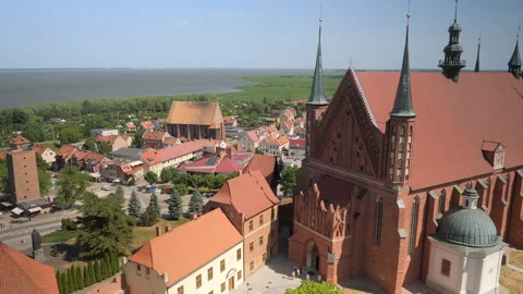 Gothic cathedral in Frombork town, Poland. Stock Footage 268587012