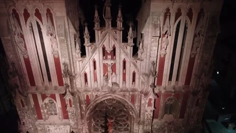 Gothic cathedral in Kiev at night Stock Footage 144254460