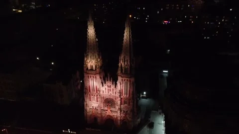 Gothic cathedral in Kiev at night Stock Footage 144254463