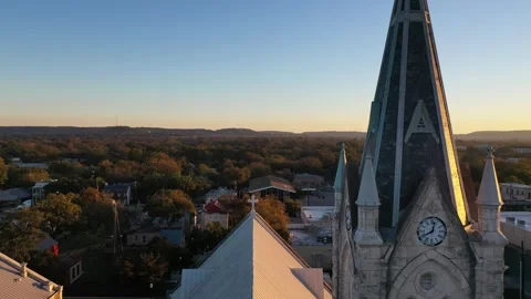 Gothic cathedral religious chapel structure in suburban neighborhood, 動画素材 252059614