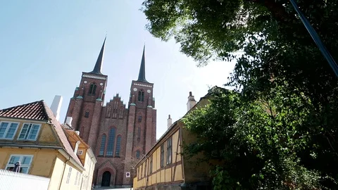 Gothic cathedral of Roskilde Stock Footage 130017584