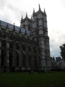 Gothic Cathedral Side View on a Cloudy Day Stock Photos