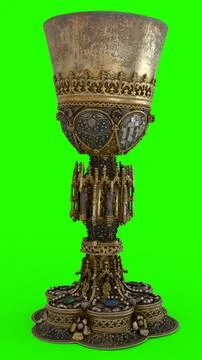 Gothic chalice with green background Illustrazione stock
