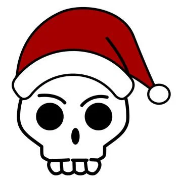Gothic Christmas Skull with hat icon Illustrazione stock