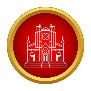 Gothic church building icon button concept Stock Illustration