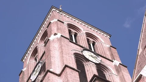 Gothic church facade with clock Stock Footage 100129209