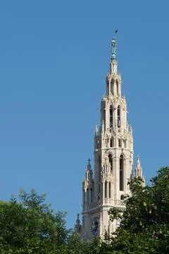 Gothic Clock Tower Against Blue Sky Photos