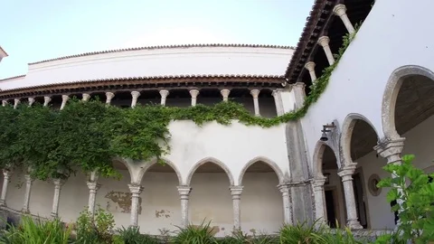 Gothic cloister from old monastery Stock Footage 82706666