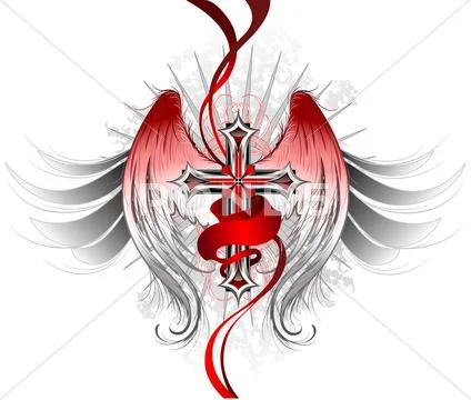 Gothic cross angel Stock Illustration