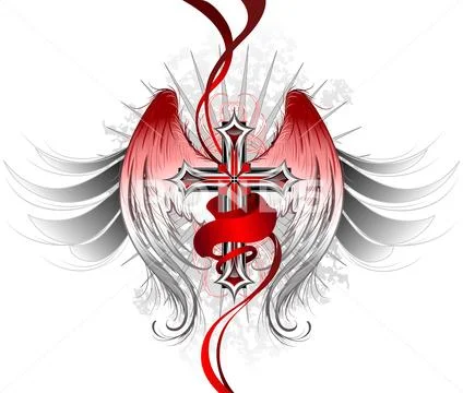 Gothic Cross Angel Stock Illustration