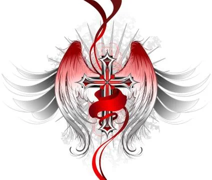 Gothic Cross Angel Stock Illustration