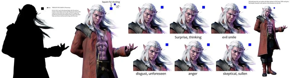 A gothic dark elf with a bare torso in a red tailcoat, he is an aristocrat lo Stock-Illustration