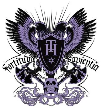 Gothic Eagle Coat of Arms T-Shirt Design Stock Illustration