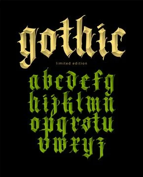 Gothic, English alphabet. Vector set. Font for tattoo, personal and commercia Stock Illustration