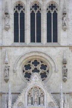 Gothic facade elements of Zagreb Cathedral Foto stock