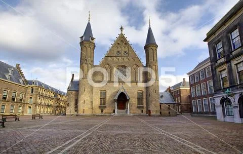 Gothic facade of Ridderzaal in Binnenhof, Hague, Netherlands Stock Photos
